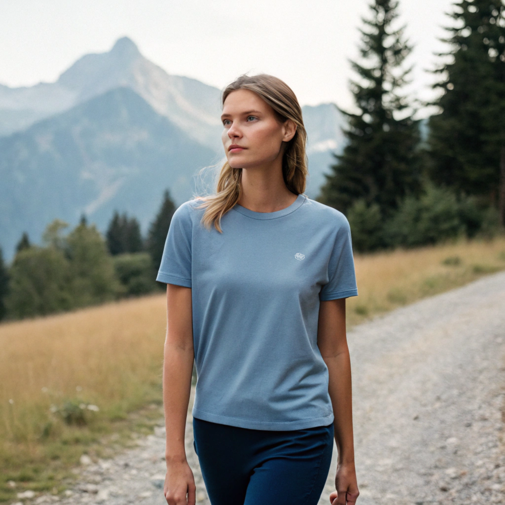 Organic cotton 1800m Club Tee, alpine lifestyle graphic, screenprinted in Arosa, Switzerland.