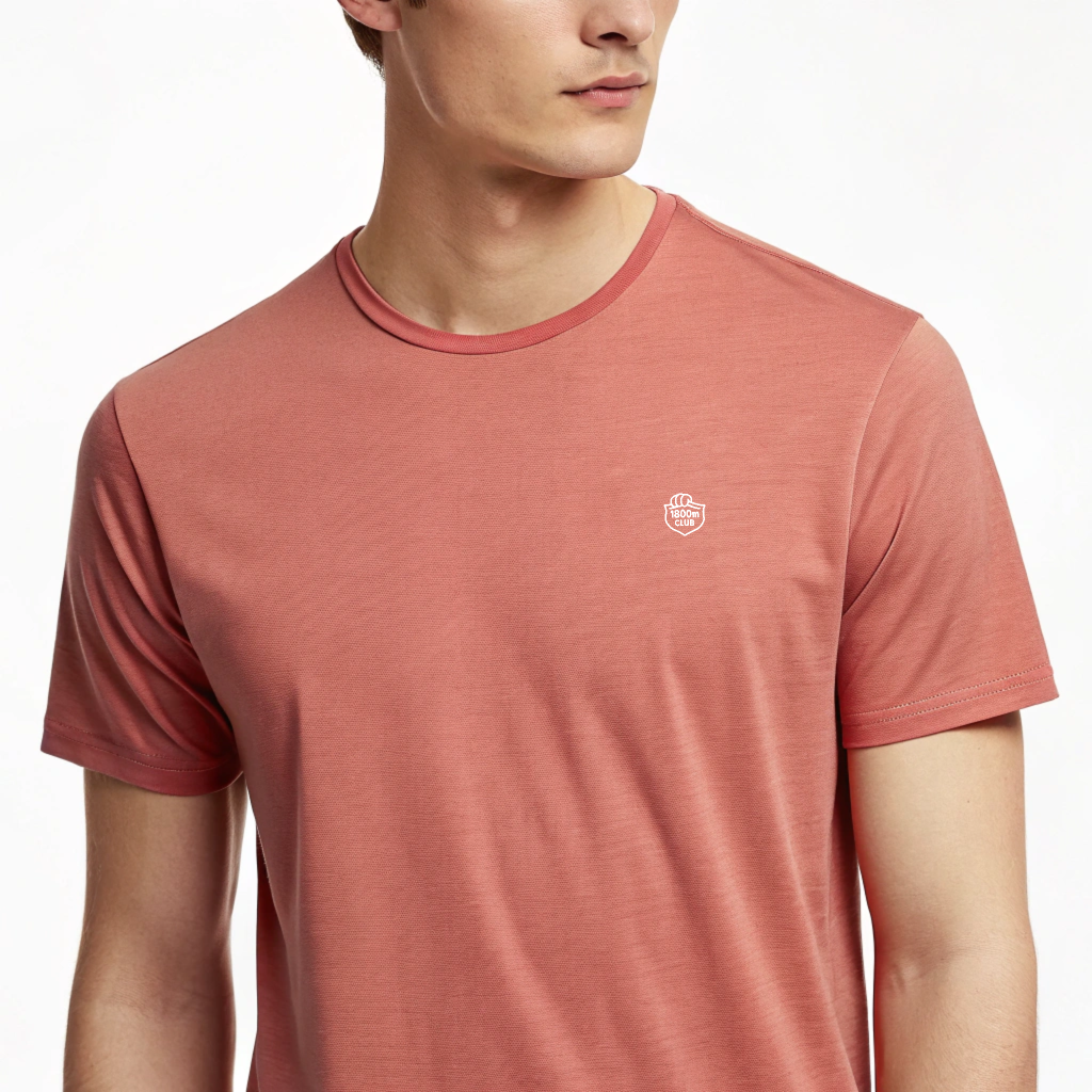 Organic cotton 1800m Club Tee, alpine lifestyle graphic, screenprinted in Arosa, Switzerland.
