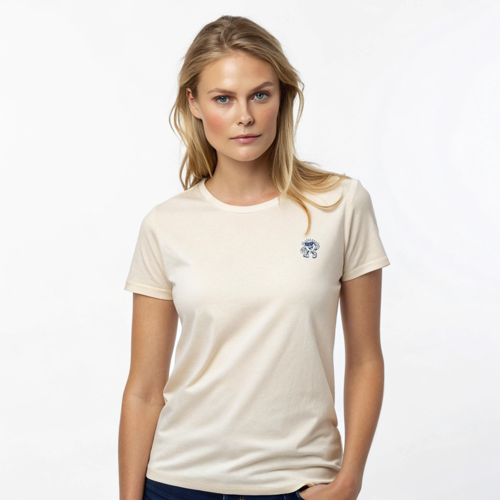 Heavyweight organic cotton tee with Ray screenprint on left chest, alpine lifestyle design, Arosa, Switzerland.