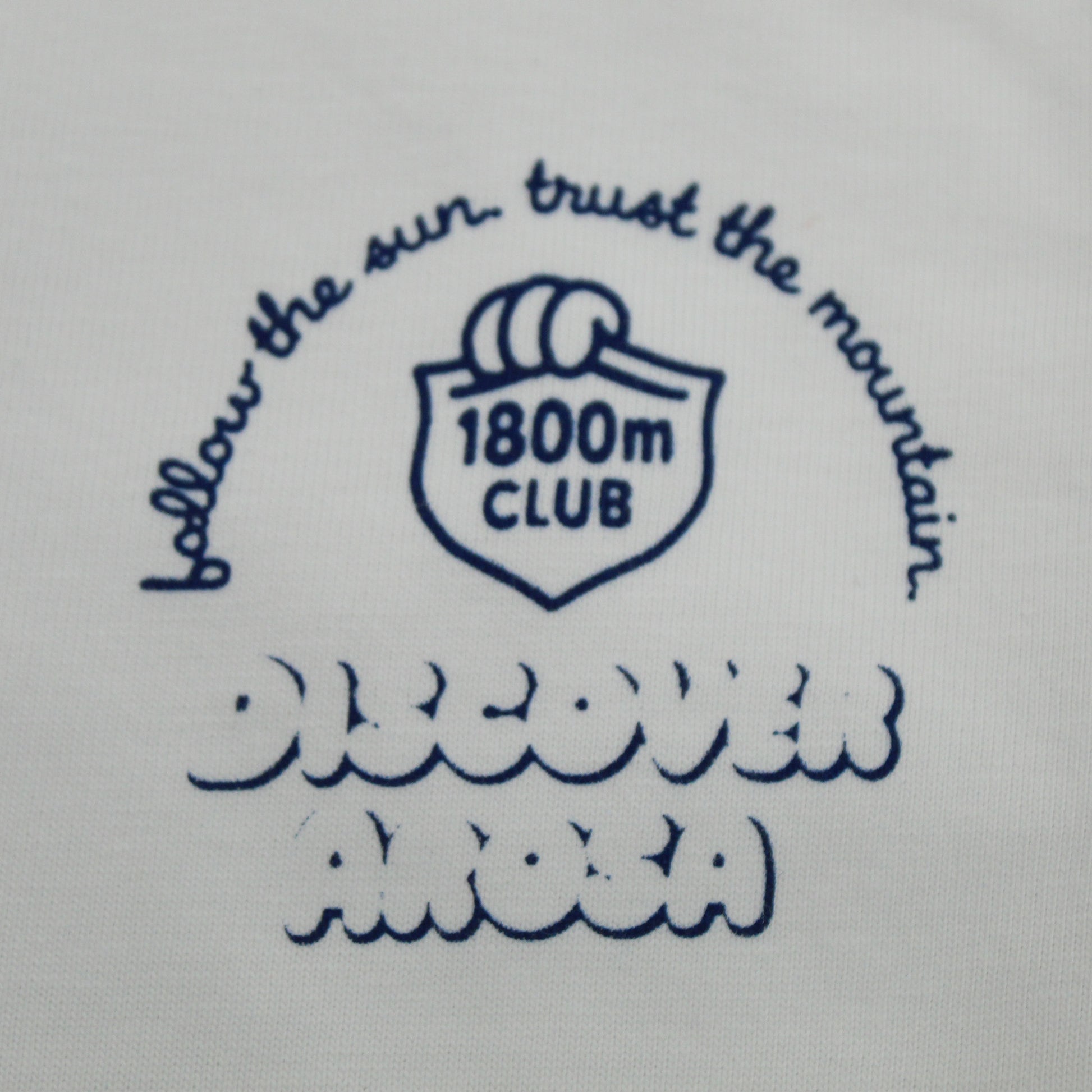 Discover Arosa x 1800m Club collaboration tee printed on heavyweight organic cotton, alpine lifestyle design, screenprinted in Arosa, Switzerland.